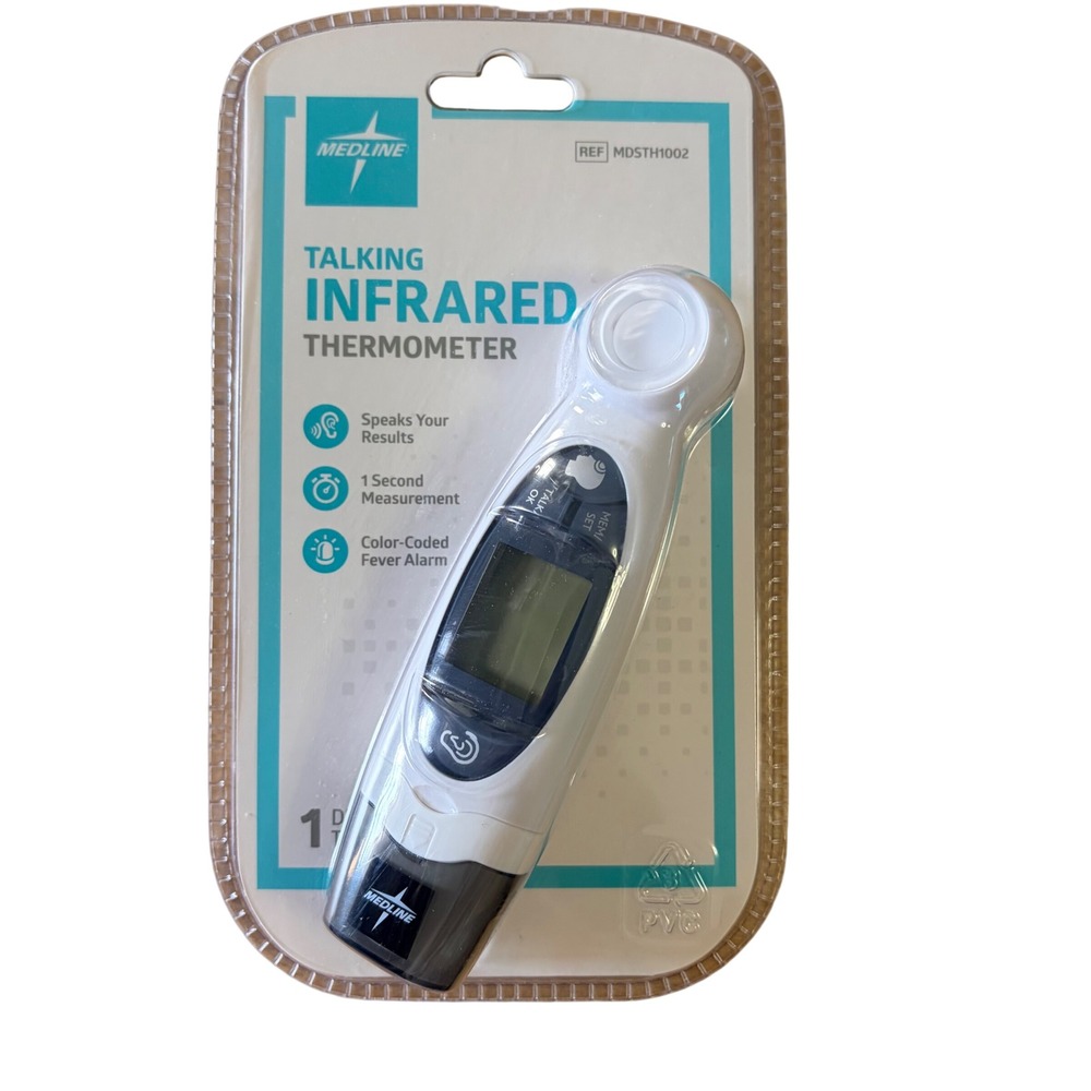 Medline Talking Infrared Thermometer MDSTH1002 Forehead Ear Object 1-Second Read